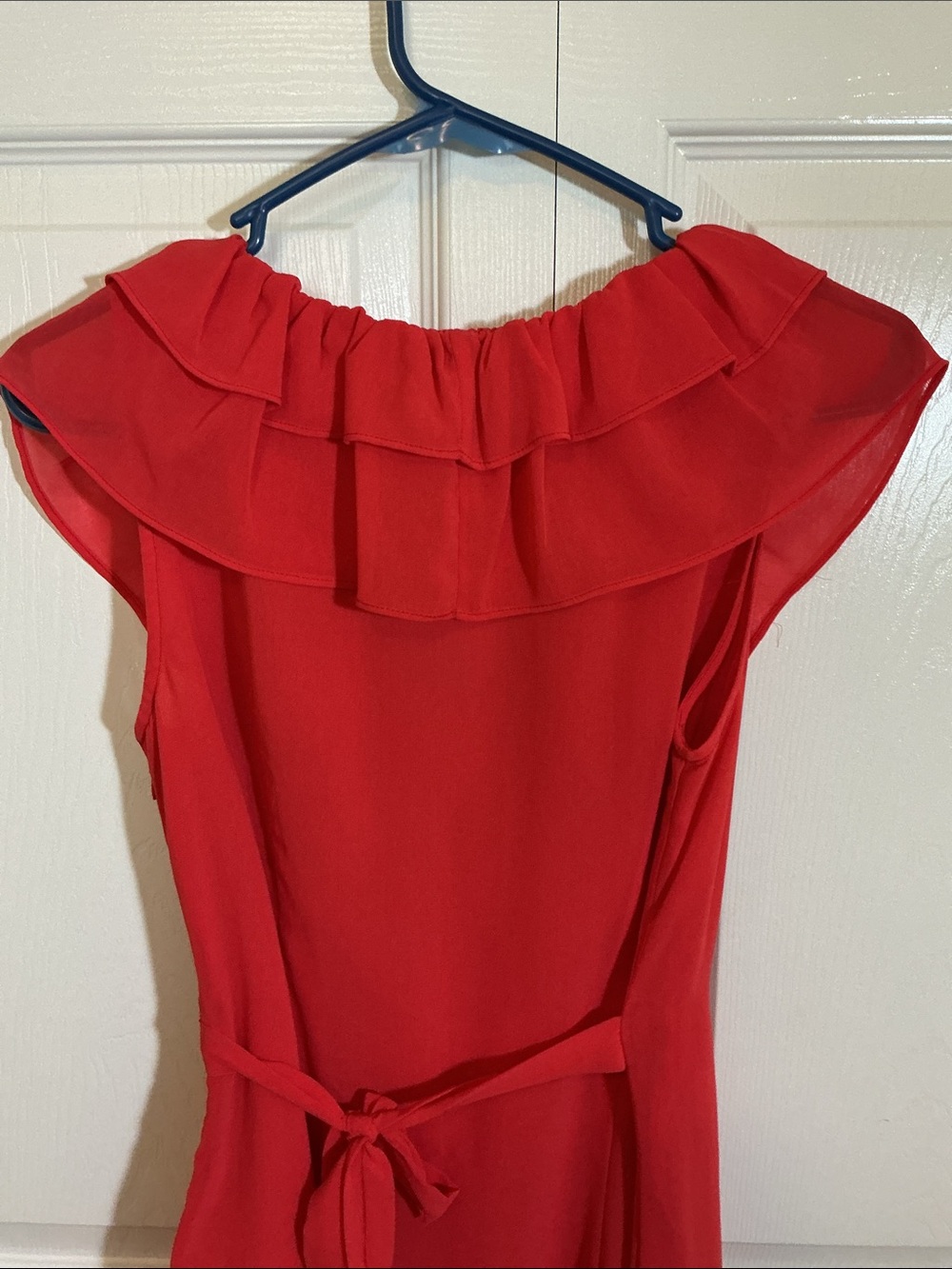 Francesca's Collections Red Ruffle-Front Mini Dress - Picture 10 of 11